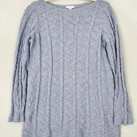J Jill Sweater Womens Medium Purple Cable Knit Long Sleeve Boat Neck Pullover - Picture 1 of 10